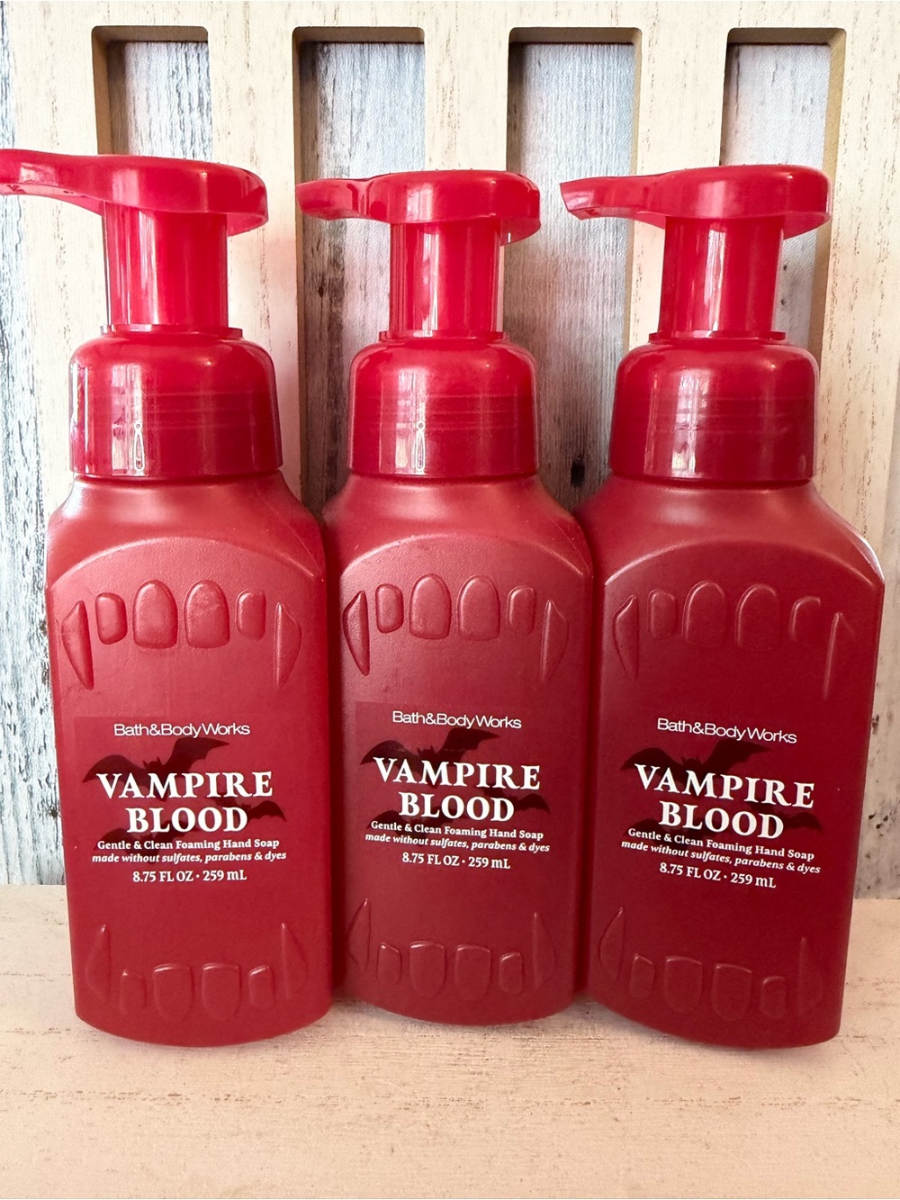 Bath & Body Works VAMPIRE BLOOD Gentle Foaming Hand Soap 8.75oz Set X3 Halloween